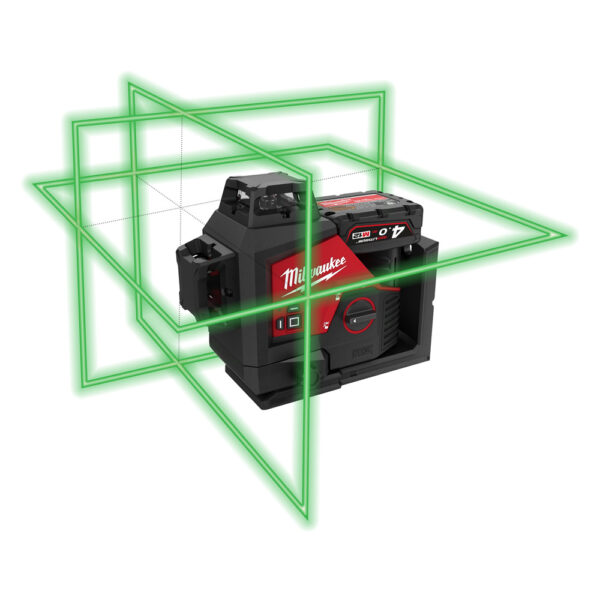 MILWAUKEE M12 3PL-401C LASER 360° 3 ΚΕΦΑΛΩΝ ΠΡΑΣΙΝΗΣ ΔΕΣΜΗΣ 3 PLANE LASER