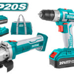 TOTAL ΕΠΑΓΓΕΛΜΑΤΙΚΟ ΣΕΤ ΔΡΑΠΑΝΟΚΑΤΣΑΒΙΔΟ + ΓΩΝΙΑΚΟΣ ΤΡΟΧΟΣ ΜΠΑΤΑΡΙΑΣ ΛΙΘΙΟΥ 20V / 4Ah (TCKLI2009)