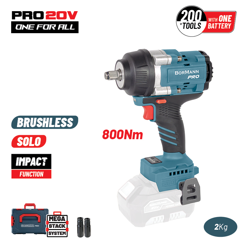 BBP5387CA BORMANN Pro BBP5387CA Μπουλονόκλειδο,Brushless Mπαταρίας 20V,Li-Ion,800Nm,0-1400/1900/2400rpm,SOLO - Image 1