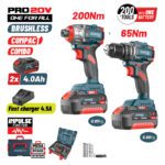 BORMANN Pro BBP5431X44T2CA Σετ Compact Brushless Κρουστικό Δραπαν/βιδο & Παλμικό Κατσαβίδι Brushless